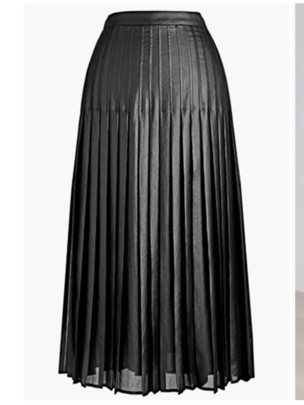 TROUVÉ Pleat Midi Skirt Black Leather Inspired Finish Women's Size S EUC